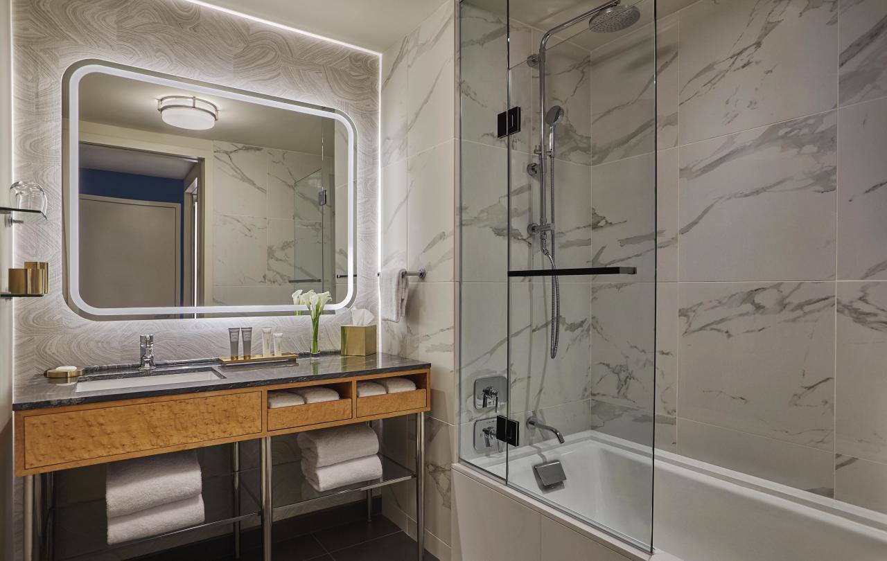 interior view of bathroom in Deluxe Lake View Queen room