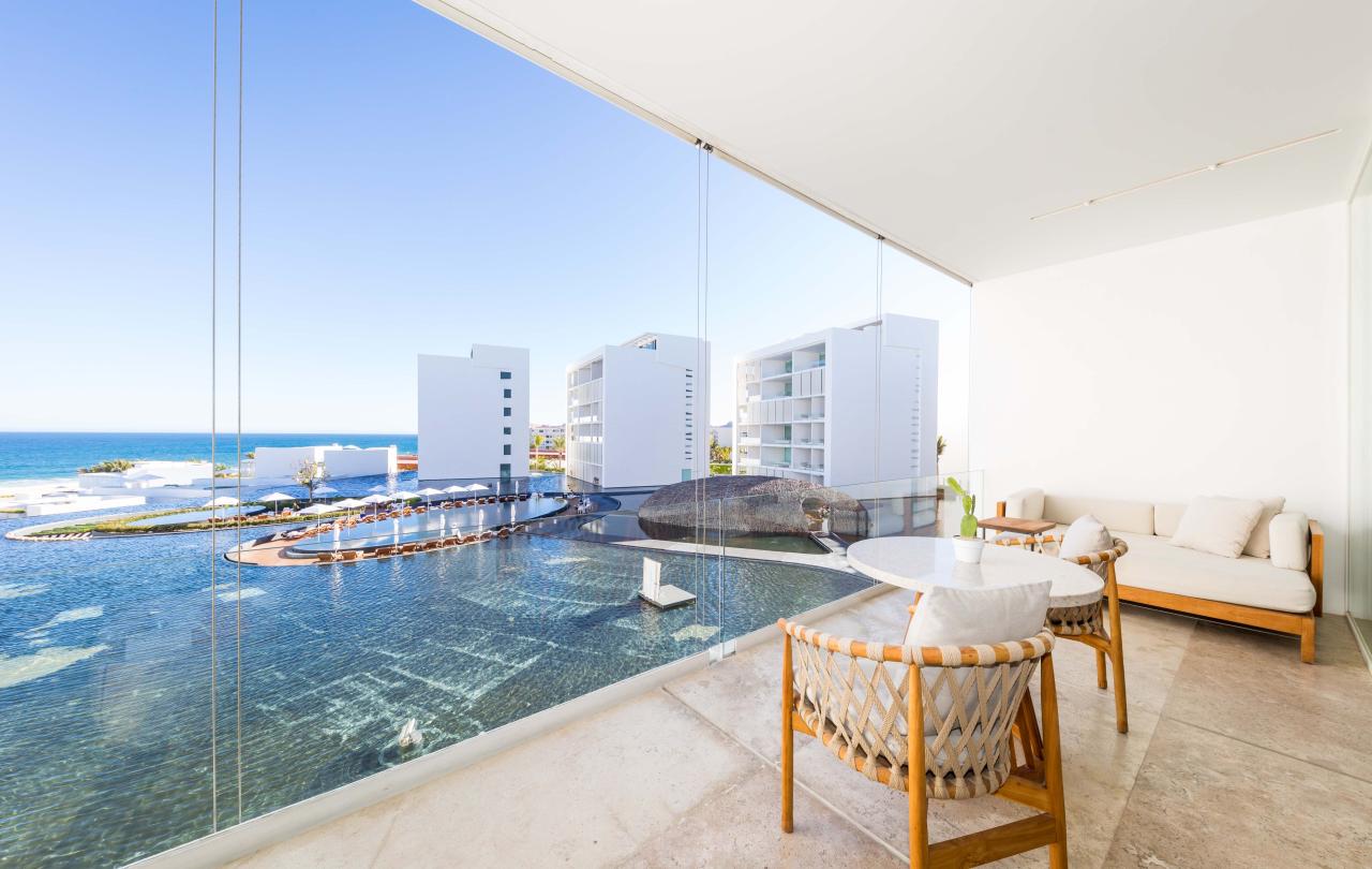 seating area on balcony of one bedroom suite