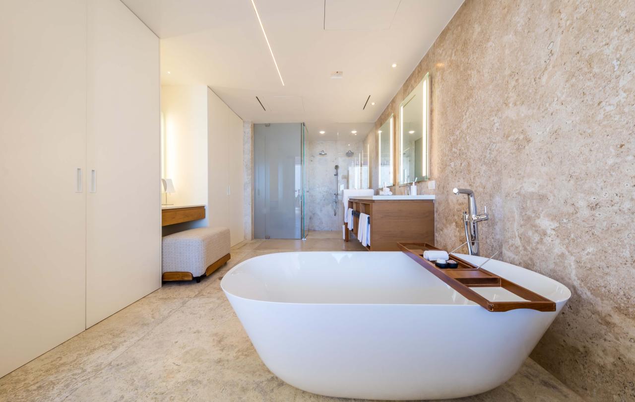 interior view of bathroom with soaker tub
