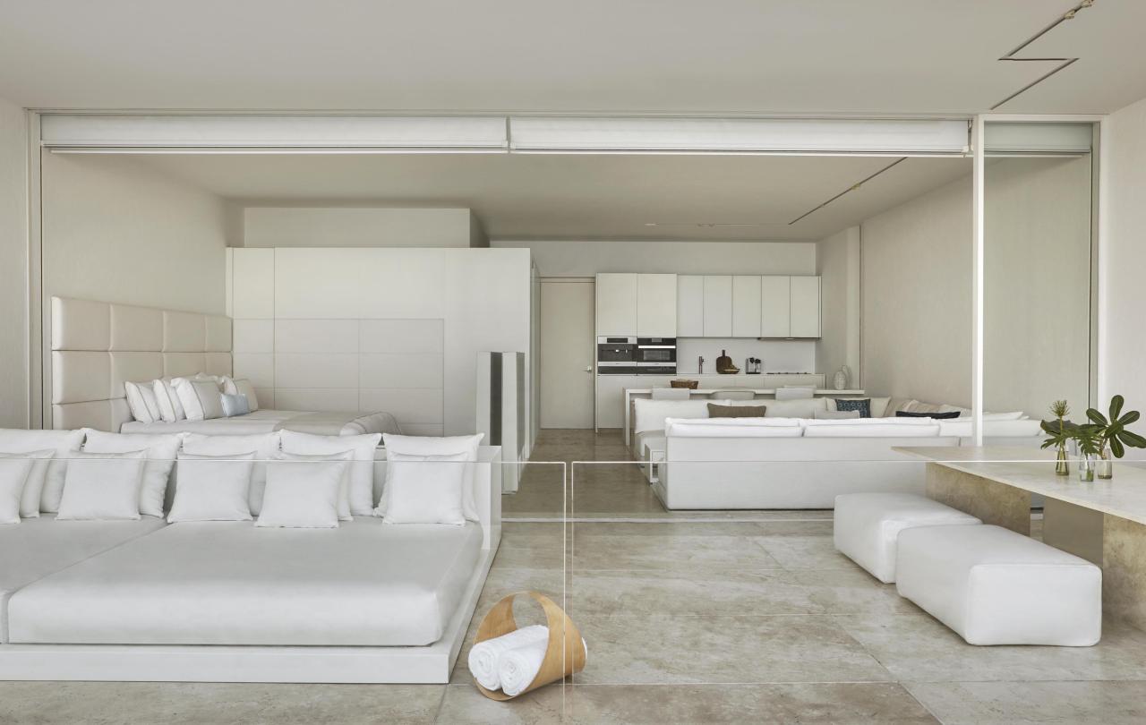 living and kitchen area in one bedroom suite