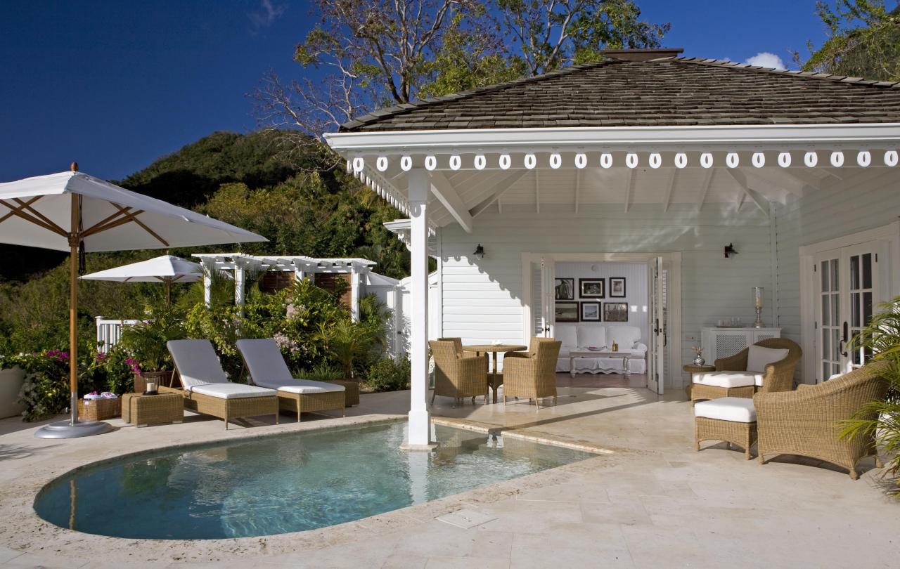 patio with small pool