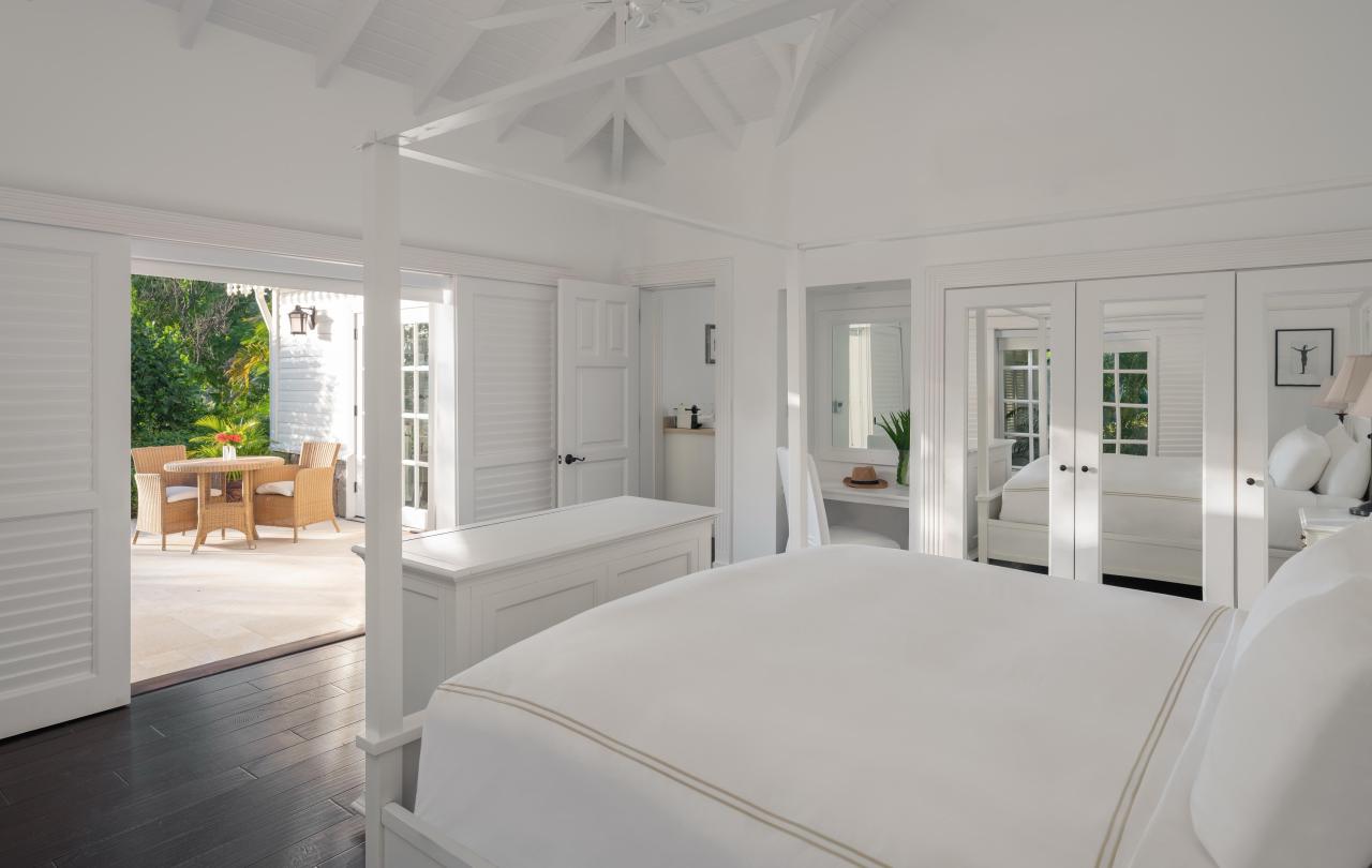 White bedroom with king bed