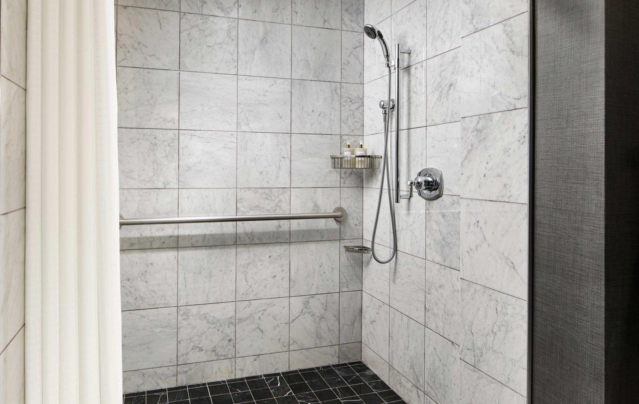 Bathroom with roll-in shower