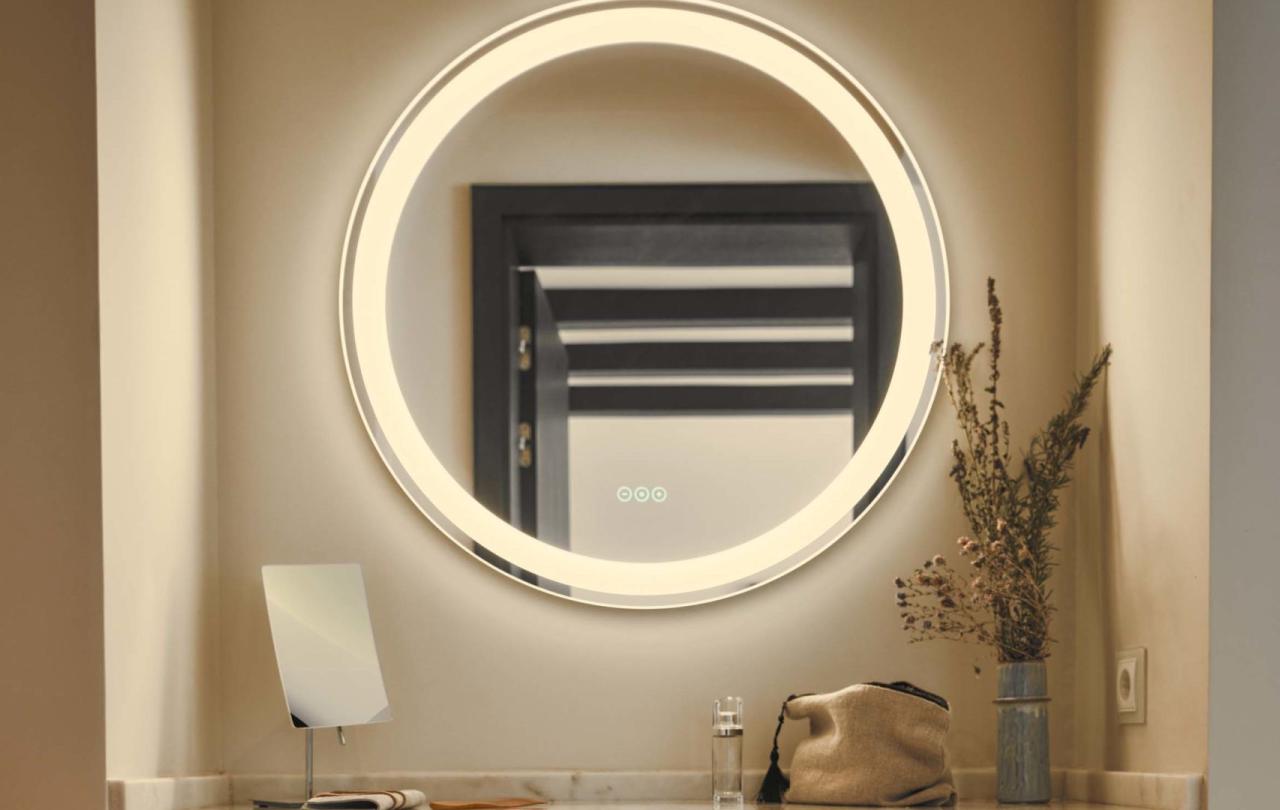 A beauty station with lit mirror in a two bedroom residence at Viceroy Ombris Algarve