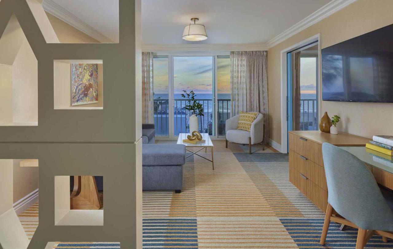A desk area off the living room  in a Junior Suite at Viceroy Santa Monica