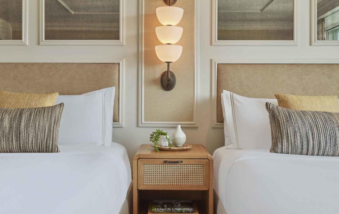 Two Queen beds in a pool view two queens room at Viceroy Santa Monica