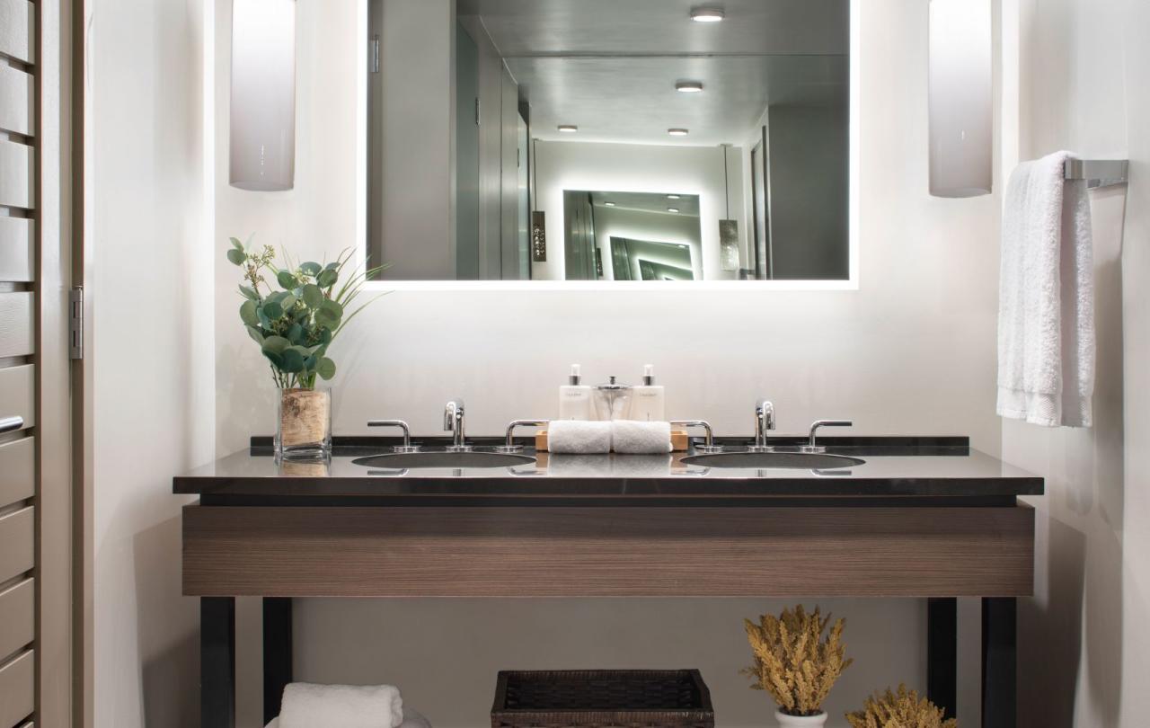 A double sink vanity in a Pinnacle Two Bedroom Premium Residence at Viceroy Snowmass