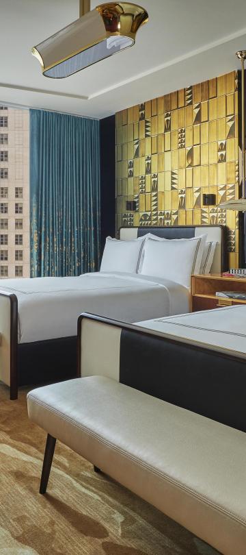 interior view of Deluxe Queen Queen room at Viceroy Chicago