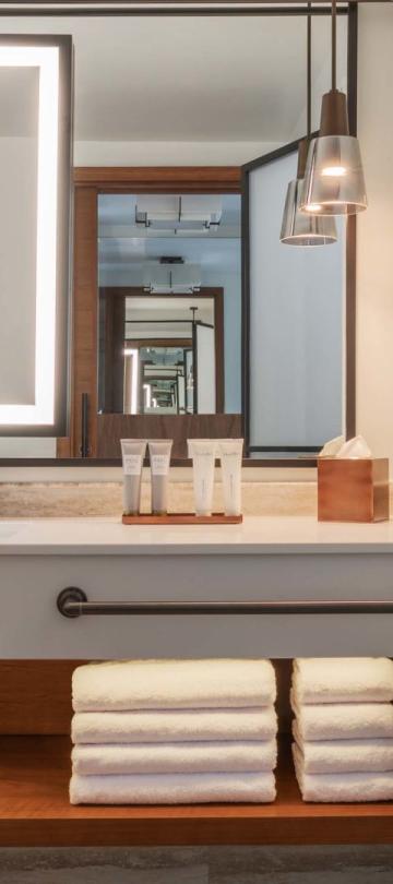 A vanity with the lights on in a room at Viceroy Kopaonik Serbia