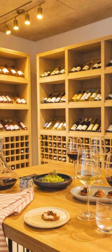 A dinner spread in the Wine Bar at Los Cabos