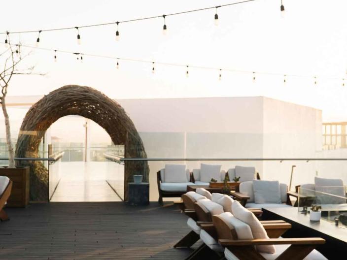 A rooftop patio at Viceroy Los Cabos