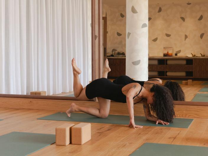 A woman doing yoga