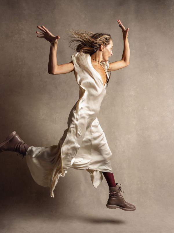 A woman jumping